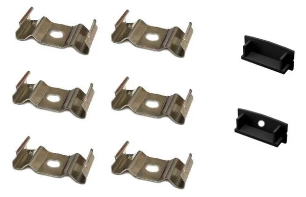 KIT Accessori per Profilo Slim Nero per Doppia striscia LED Clips + Tappi