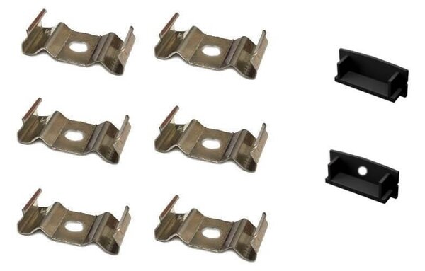KIT Accessori per Profilo Slim Nero per Doppia striscia LED Clips + Tappi