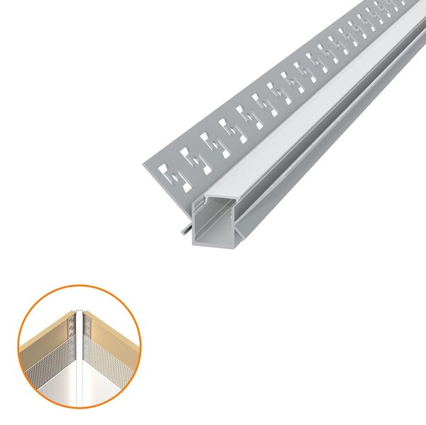 Profilo da incasso per Cartongesso ad angolo Interno per strisce LED Variante Lunghezza 2 Metri