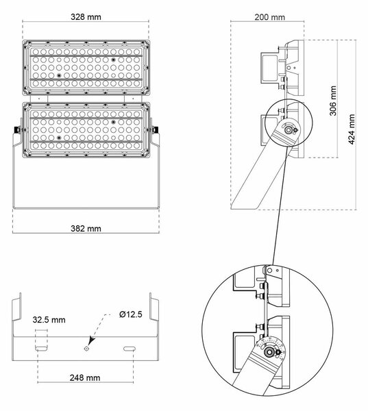 Faro Modulare LED 400W IP66 167lm/W No Flickering con driver Philips Colore Bianco Naturale 4.000K