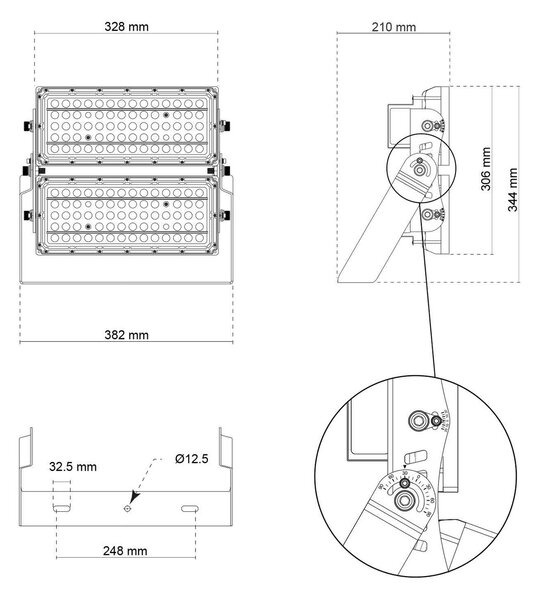 Faro Modulare LED 400W IP66 167lm/W No Flickering con driver Philips Colore Bianco Naturale 4.000K