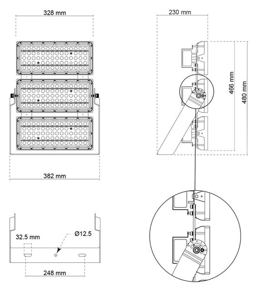 Faro Modulare LED 600W IP66 167lm/W Dimmerabile DALI - INVENTRONICS Colore Bianco Freddo 5.000K