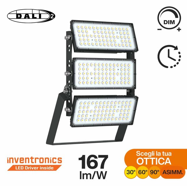 Faro Modulare LED 600W IP66 167lm/W Dimmerabile DALI - INVENTRONICS Colore Bianco Freddo 5.000K