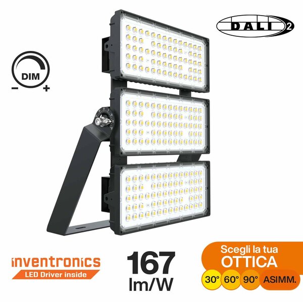 Faro Modulare LED 600W IP66 167lm/W Dimmerabile DALI - INVENTRONICS Colore Bianco Freddo 5.000K