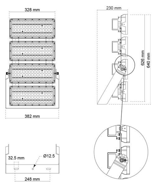Faro Modulare LED 800W IP66 167lm/W Dimmerabile DALI - INVENTRONICS Colore Bianco Naturale 4.000K