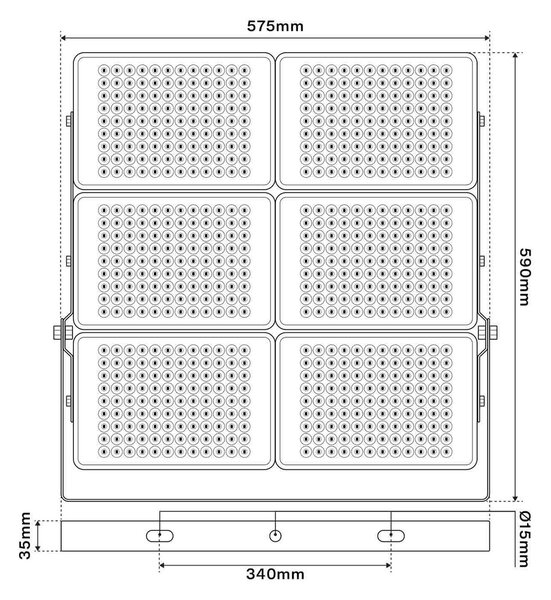 Faro LED 600W Modulare IP65 130 lm/W - con Osram chip LED Colore Bianco Naturale 4.000K