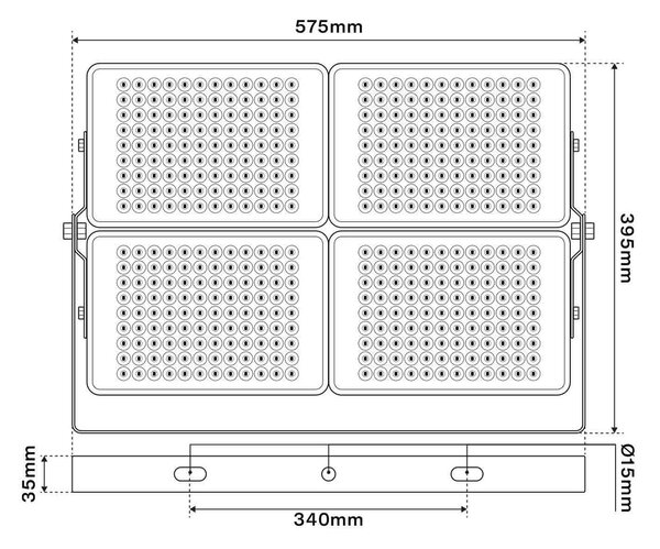 Faro LED 400W Modulare IP65 130 lm/W - con Osram chip LED Colore Bianco Naturale 4.000K