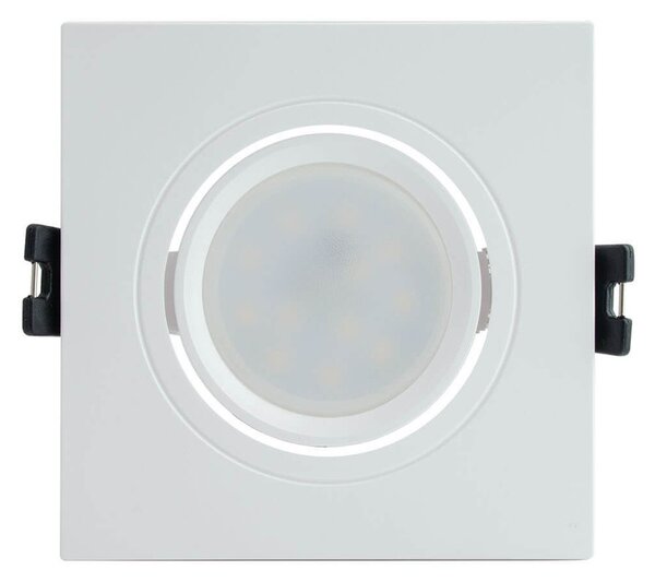 Faretto da Incasso Orientabile Quadrato Foro Ø75-85mm GU10 Bianco