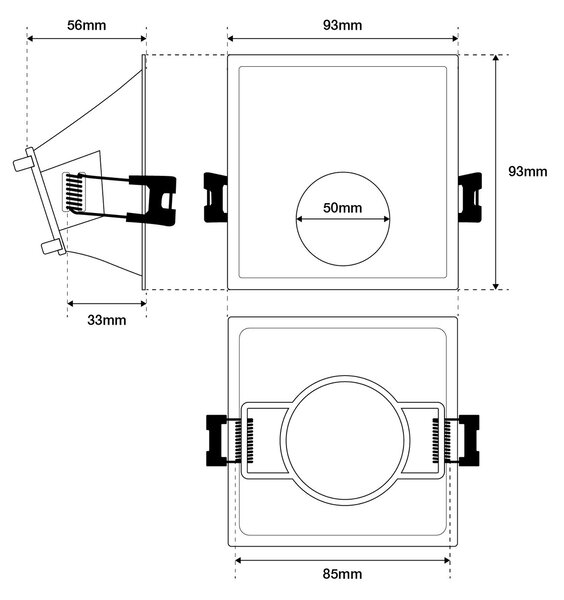 Faretto da Incasso Quadrato Foro 85x85mm Luce Asimmetrica GU10