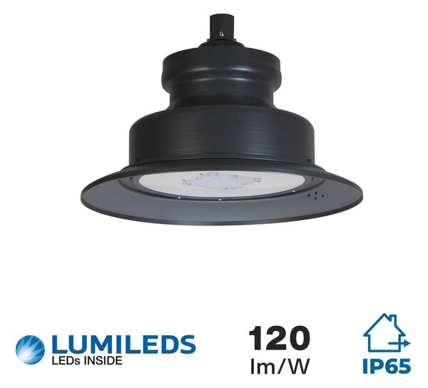 Lampione Stradale 40W LED Lumileds 120lm/w No Flickering Nero Colore Bianco Caldo 2.700K