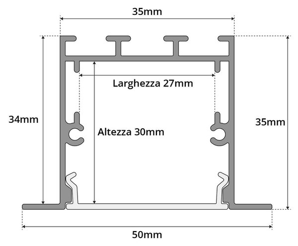 Profilo Incasso per Cartongesso Doppia Striscia LED 2m - Molle incluse Variante Lunghezza Profilo 2 metro