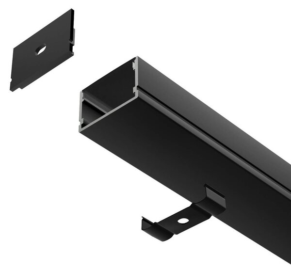 Profilo Lineare XL in Alluminio Nero per 1-2 Strisce LED da 1m e 2m Variante Lunghezza Profilo 2 metro