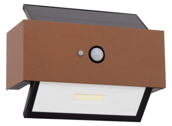 Applique LED Solare Corten Rettangolare con Sensore di Movimento Colore Bianco Naturale 4.000K