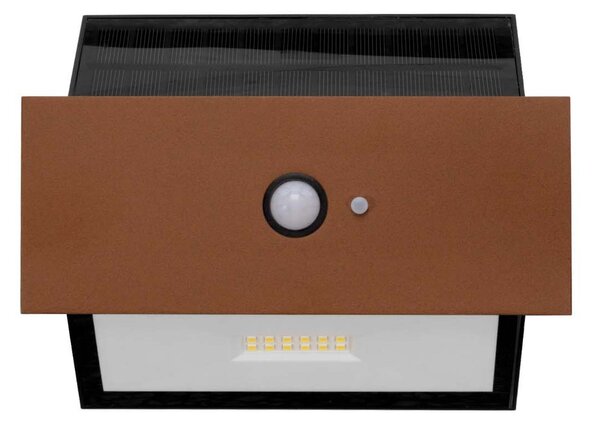 Applique LED Solare Corten Rettangolare con Sensore di Movimento Colore Bianco Naturale 4.000K