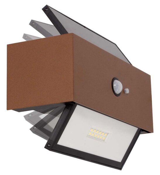 Applique LED Solare Corten Rettangolare con Sensore di Movimento Colore Bianco Naturale 4.000K