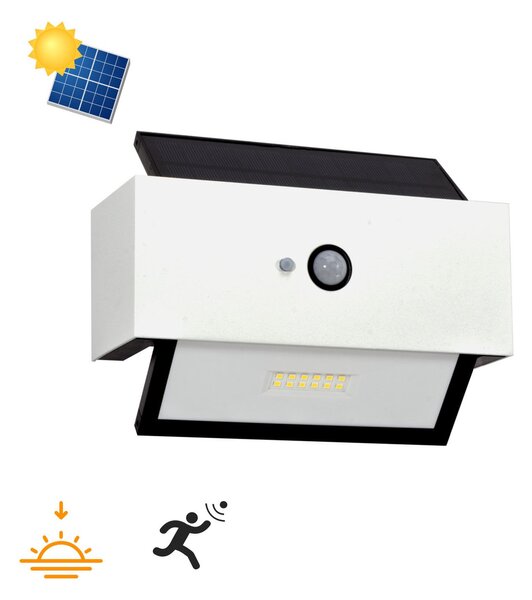 Applique LED Solare Bianca Rettangolare con Sensore di Movimento Colore Bianco Naturale 4.000K