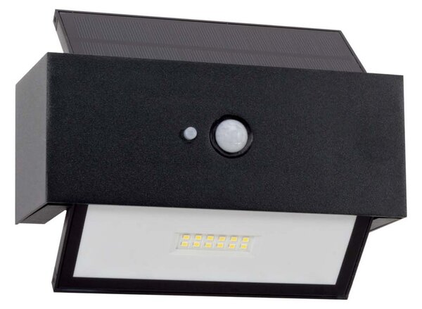Applique LED Solare Nera Rettangolare con Sensore di Movimento Colore Bianco Naturale 4.000K