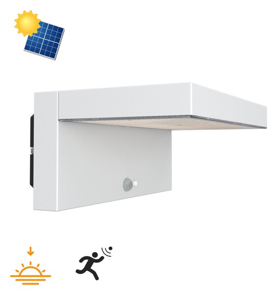 Applique LED Solare Minimal Bianca con Sensore di Movimento Colore Bianco Naturale 4.000K
