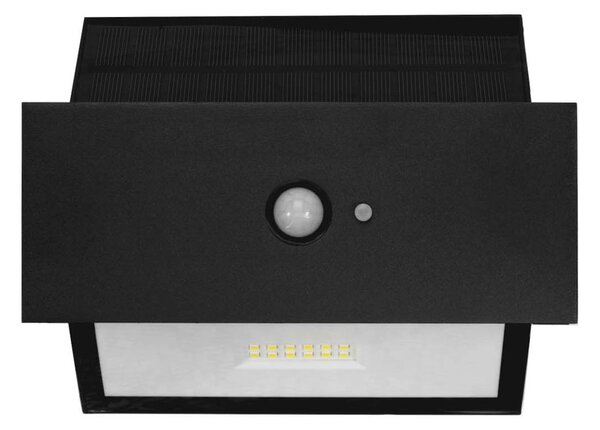Applique LED Solare Nera Rettangolare con Sensore di Movimento Colore Bianco Naturale 4.000K