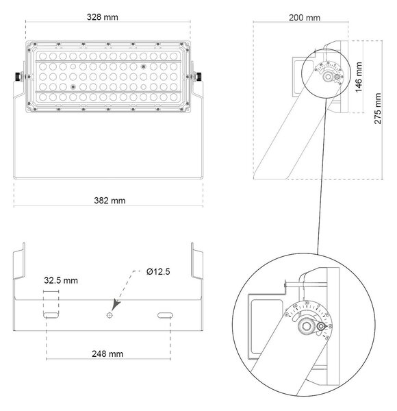 Faro Modulare LED 200W IP66 167lm/W No Flickering con driver Philips Colore Bianco Naturale 4.000K