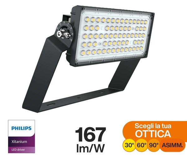 Faro Modulare LED 200W IP66 167lm/W No Flickering con driver Philips Colore Bianco Naturale 4.000K
