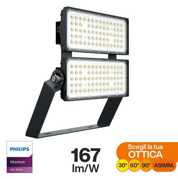 Faro Modulare LED 400W IP66 167lm/W No Flickering con driver Philips Colore Bianco Naturale 4.000K