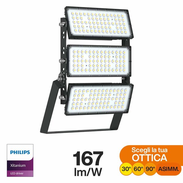 Faro Modulare LED 600W IP66 167lm/W No Flickering con driver Philips Colore Bianco Naturale 4.000K
