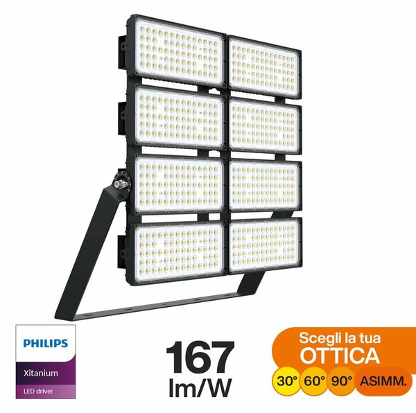 Faro Modulare LED 1.600W IP66 167lm/W No Flickering con driver Philips Colore Bianco Freddo 5.000K