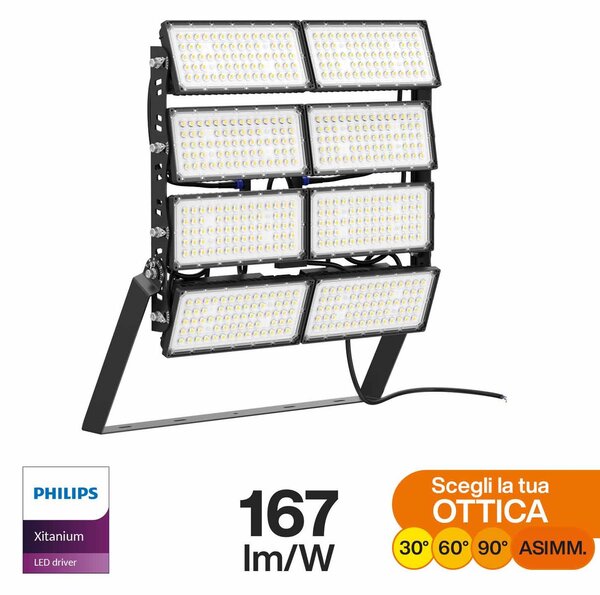 Faro Modulare LED 1.600W IP66 167lm/W No Flickering con driver Philips Colore Bianco Freddo 5.000K