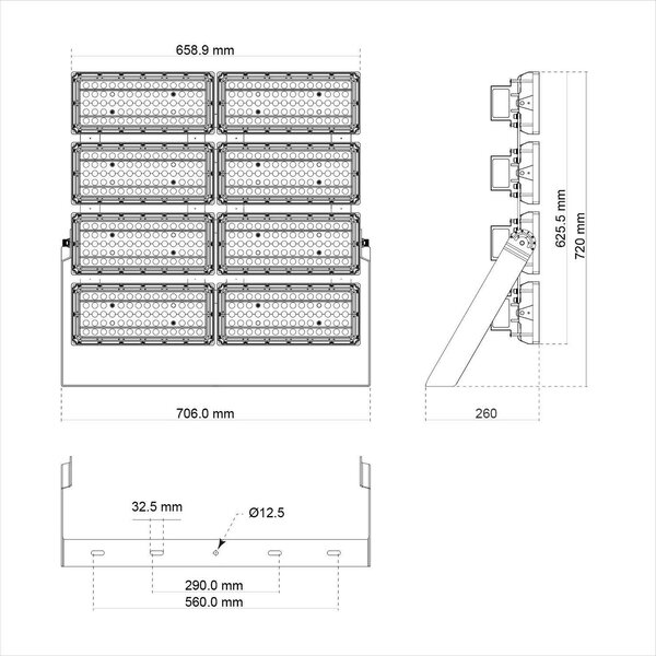 Faro Modulare LED 1.600W IP66 167lm/W No Flickering con driver Philips Colore Bianco Freddo 5.000K