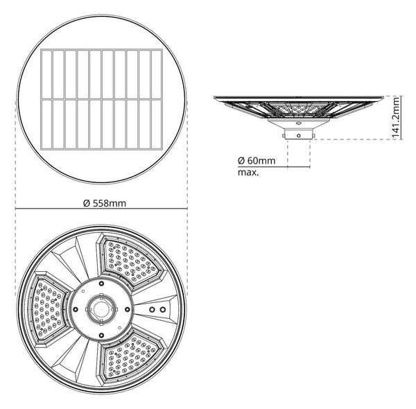 Lampione LED Solare da Giardino PRO-SGL-300W IP65 CCT Bianco Variabile Colore Bianco Variabile CCT