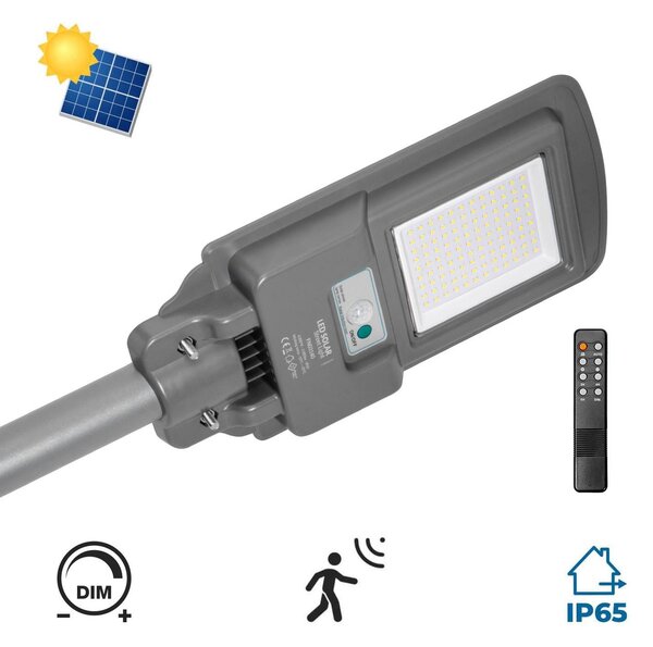 Armatura LED Solare 2000 lm Autonomia 12 ore con Telecomando e Braccio Colore Bianco Naturale 4.000K