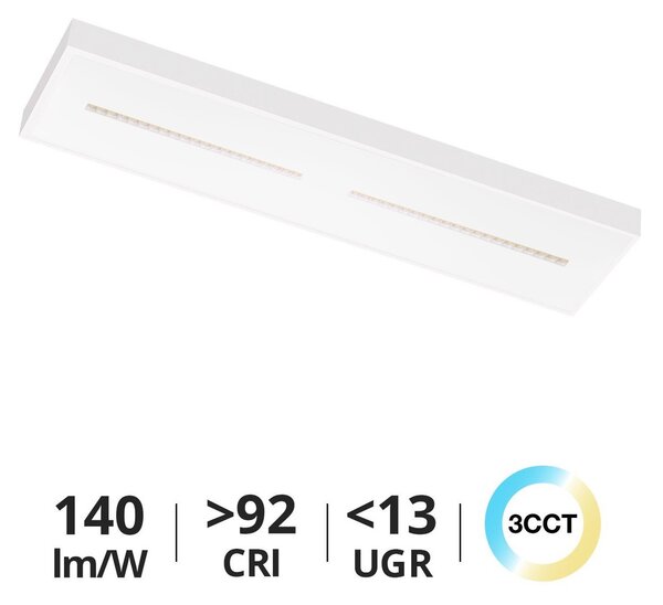 Plafoniera LED 120x30 28W 36W 42W CCT CRI92 con driver Philips Colore Bianco Variabile CCT