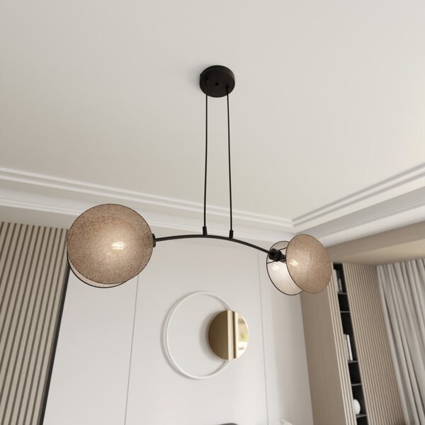 Lampadario a Sospensione MOTIF 2 In Acciaio e Tessuto 2xE14