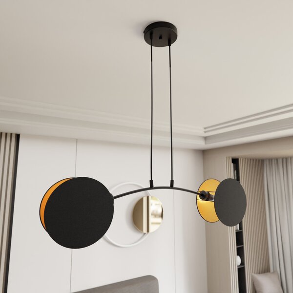Lampadario a Sospensione MOTIF 2 In Acciaio e Tessuto 2xE14