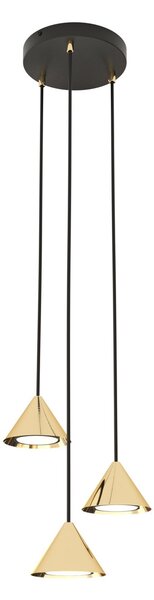 Lampadario a Sospensione in Acciaio ELIT 3 PREMIUM Nero e Oro 3xGX53
