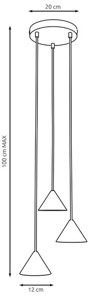 Lampadario a Sospensione in Acciaio ELIT 3 PREMIUM Nero e Oro 3xGX53