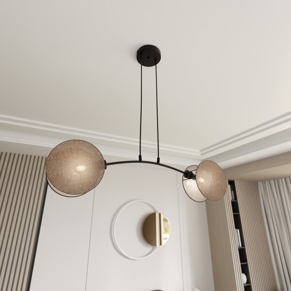 Lampadario a Sospensione MOTIF 2 In Acciaio e Tessuto 2xE14