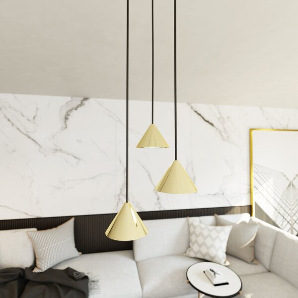 Lampadario a Sospensione in Acciaio ELIT 3 PREMIUM Nero e Oro 3xGX53