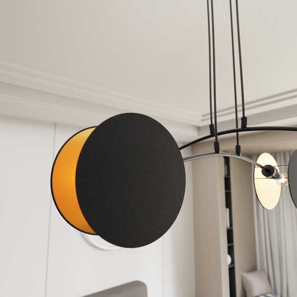 Lampadario a Sospensione MOTIF 4 in Acciaio e Tessuto 4xE14