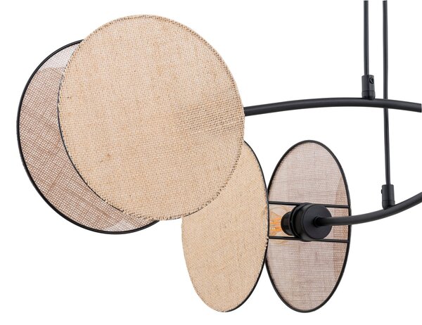 Lampadario a Sospensione MOTIF 4 in Acciaio e Tessuto 4xE14