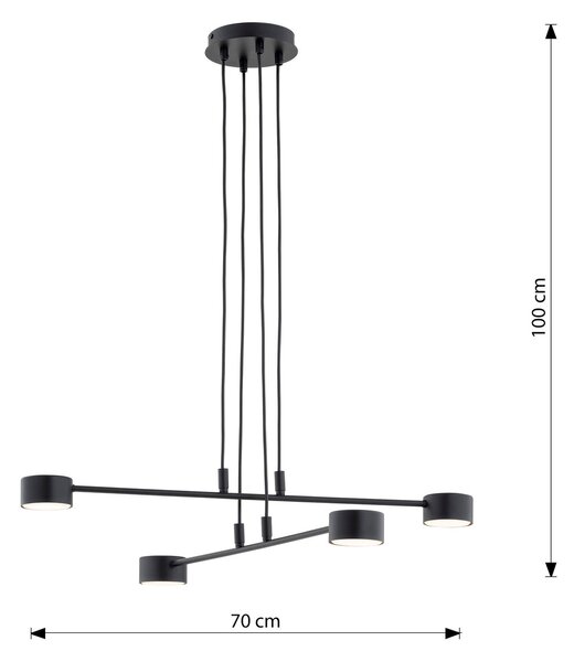Lampadario a Sospensione in Acciaio GX53 MODUS 4 Nero 4xGX53