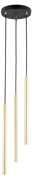Lampadario a Sospensione in Acciaio SELTER 3 PREMIUM Nero e Oro 3xG9