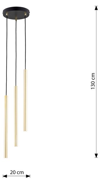 Lampadario a Sospensione in Acciaio SELTER 3 PREMIUM Nero e Oro 3xG9