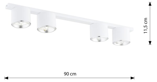 Lampadario da Soffitto in Acciaio AR111 NANO 4 Nero/Bianco 4xAR111