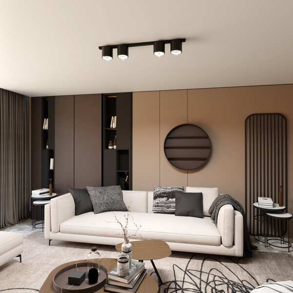 Lampadario da Soffitto in Acciaio AR111 NANO 4 Nero/Bianco 4xAR111