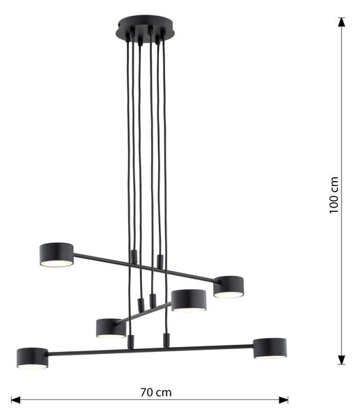 Lampadario a Sospensione in Acciaio GX53 MODUS 6 Nero 6xGX53