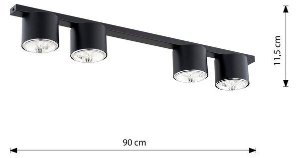 Lampadario da Soffitto in Acciaio AR111 NANO 4 Nero/Bianco 4xAR111