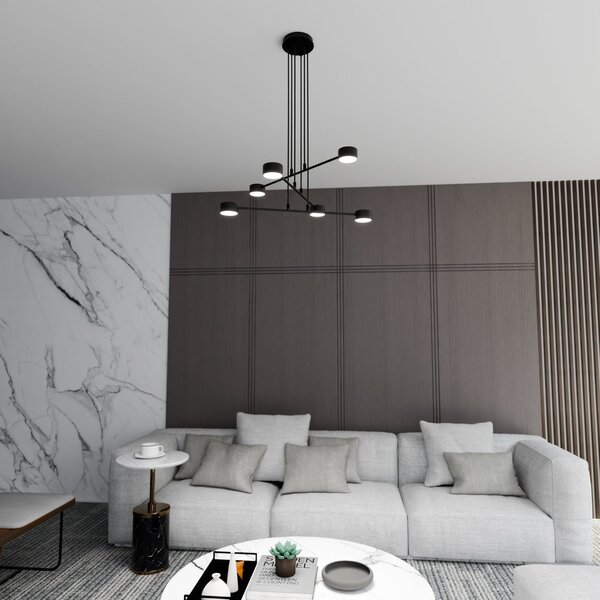 Lampadario a Sospensione in Acciaio GX53 MODUS 6 Nero 6xGX53