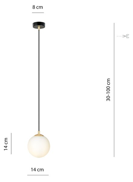 Lampadario a Sospensione in Acciaio ROYAL 1 Nero/Bianco e Oro E14